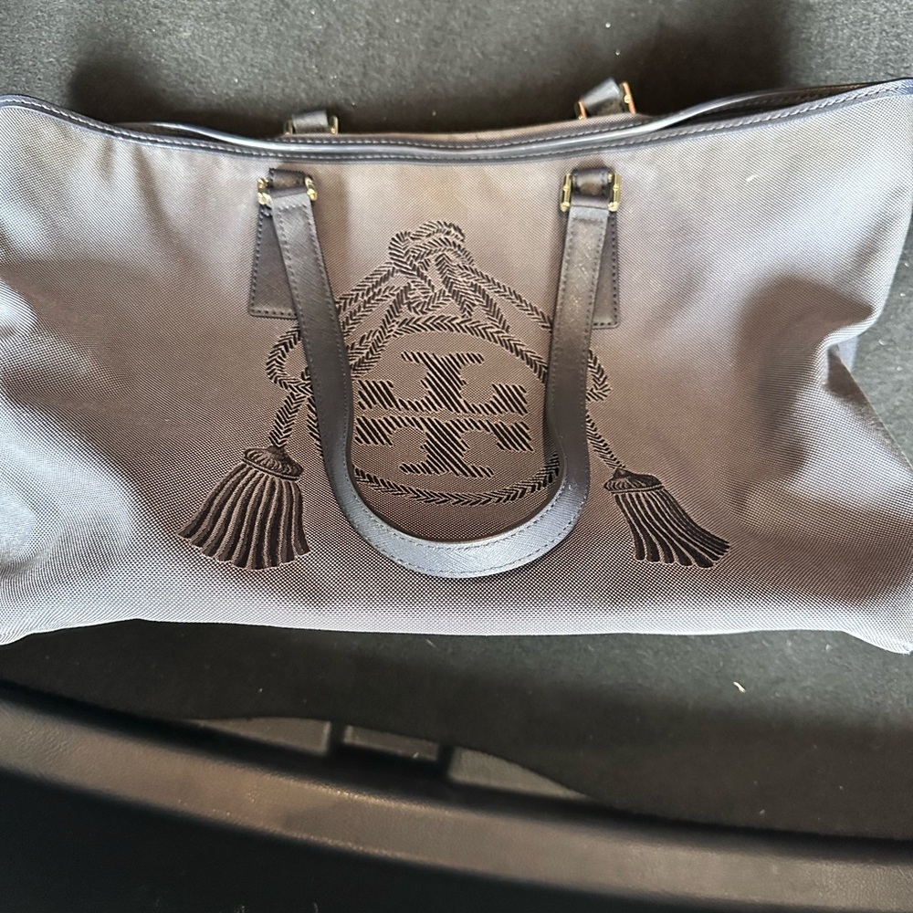 Tory Burch Black Tote with Embroidered Logo